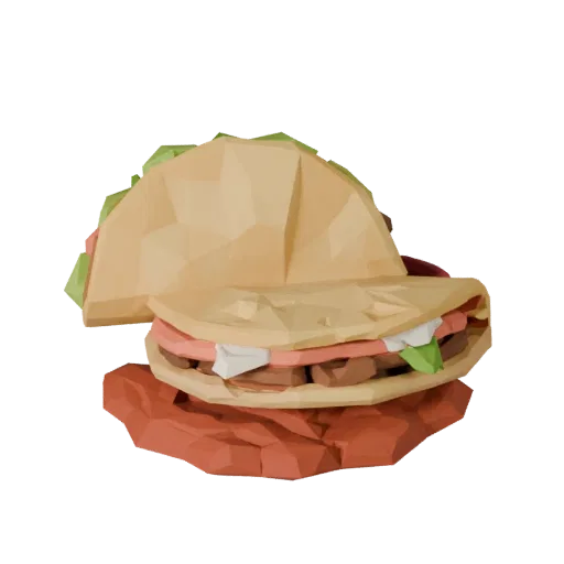Homestyle Taco Platter Low Poly 3D model, game viewport three-quarter view, showing sauces, plated composition.