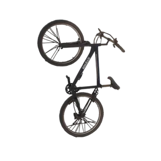 3D-Modell eines Vintage-BMX-Fahrrads, von oben betrachtet, das seinen klassischen Rahmen und seine Speichenräder zeigt.