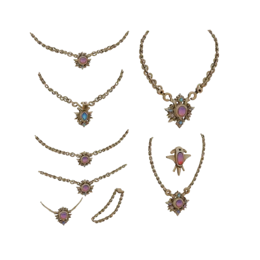 Luxury Necklace Set collectible detail 3D model, perspective studio render, showing set silhouette and surface contrast.