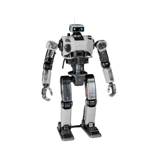 Humanoid Service Robot High Poly 3D model, close-up studio render, showing metal frames, robot form.