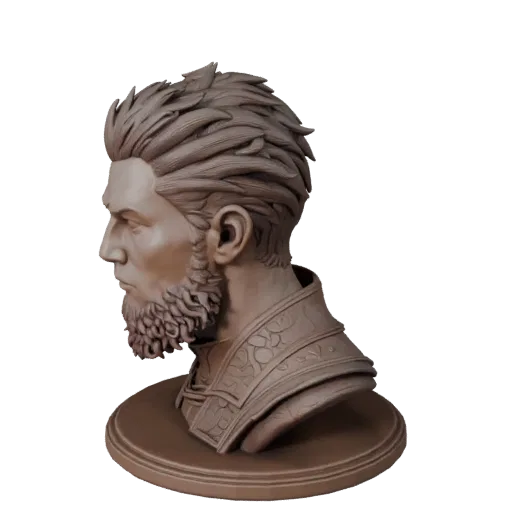 Fantasy Creature Bust collectible 3D model preview showing facial planes, studio close-up view