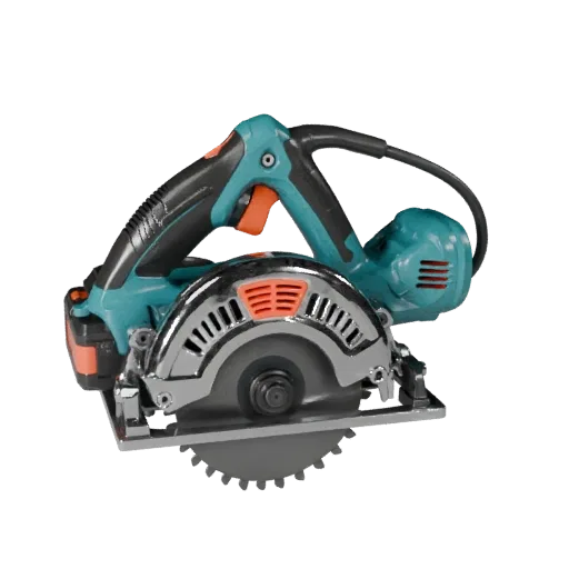 Workshop Circular Saw High Poly 3D model, close-up studio render, showing molded plastic, ergonomic handles.