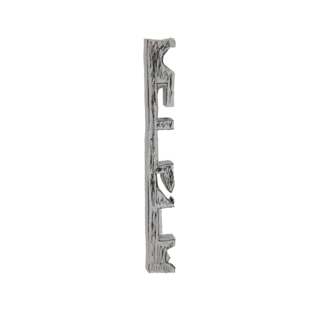 A 3D model of a rustic 'Welcome' sign with a wood-like texture and hand-drawn lettering, presented vertically.