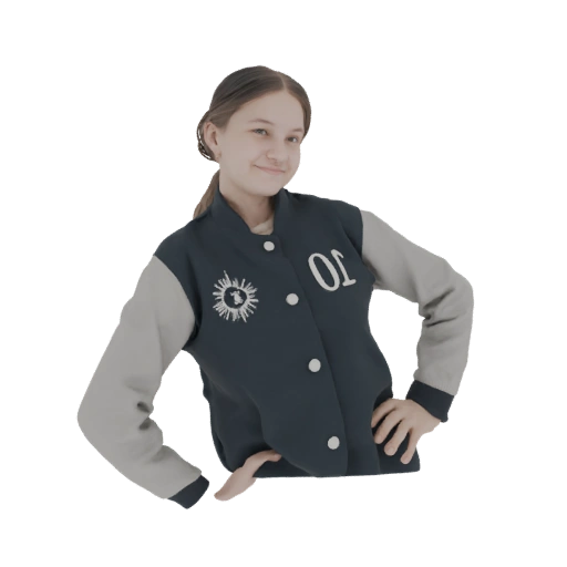 Young Girl in Varsity Jacket 3D Model