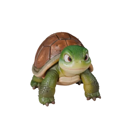 Cartoon-Schnappschildkröten-3D-Modell, Seitenansicht-Wildtier-Render, stilisiertes Tier-Asset mit Plattenschuppenmuster, Auge