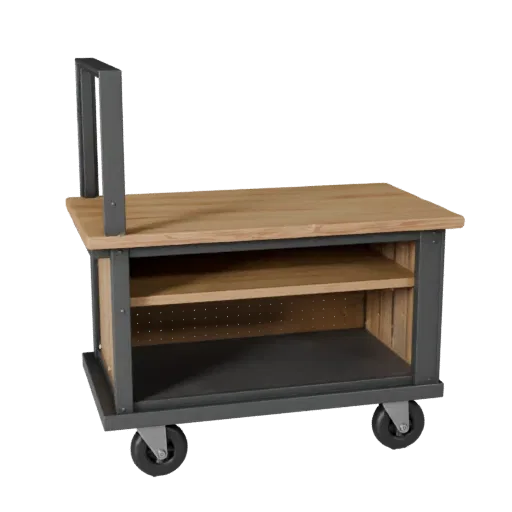 Maker Tool Cart Product Viz 3D model, three-quarter studio product render, showing steel frames, stable fixtures.