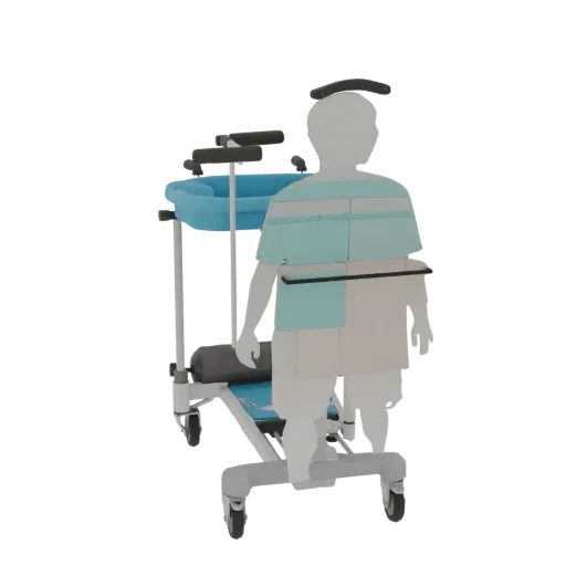 Emergency IV Stand Education 3D model, three-quarter training render, showing painted metal, clinical silhouette.