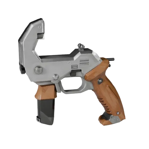 Clean Saw Low Poly 3D model, game viewport three-quarter view, showing painted metal, functional silhouettes.