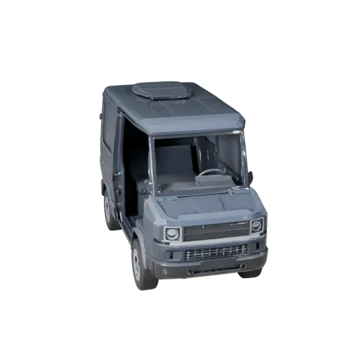 Modelo 3D de Furgão de Carga de Alta Poligonagem, vista de estúdio em close-up, ativo de veículo de alta poligonagem com mass