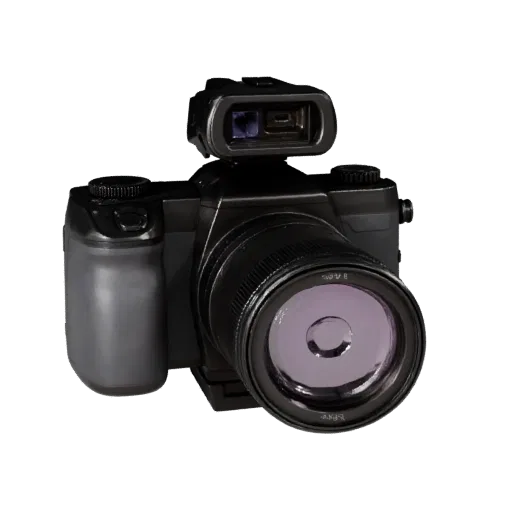 Cinema Video Camera High Poly 3D model, close-up studio render, showing textured grips, lens barrels.