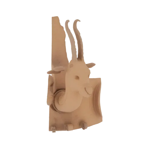 A 3D render of an elegant gazelle head with detailed horns, designed as a wall mount.