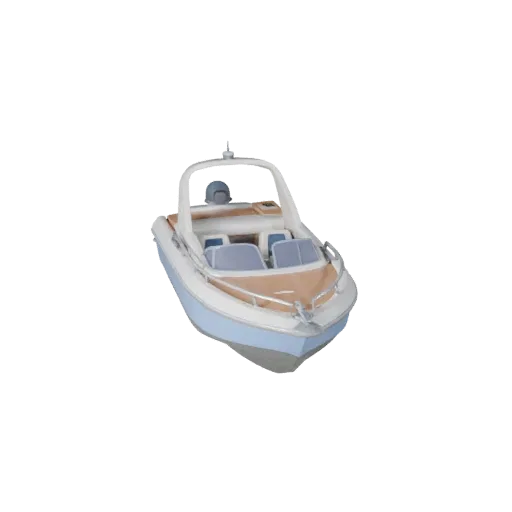 Modelo 3D de Lancha de Dibujos Animados, vista de estudio a tres cuartos, activo de vehículo estilizado con forma de casco, d