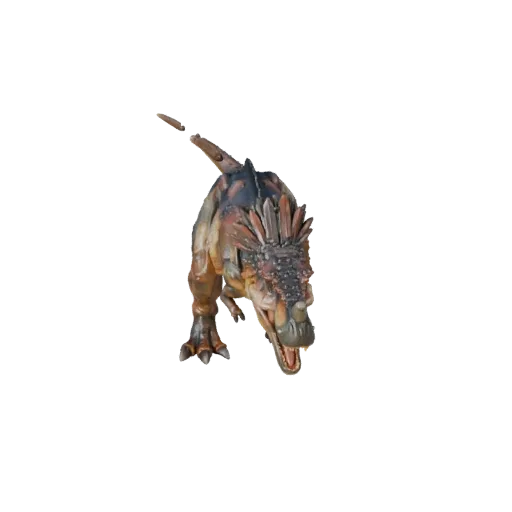 Modello STL Therizinosaurus High Poly, vista isometrica, figura animale pronta per la stampa con profilo della mascella, mass