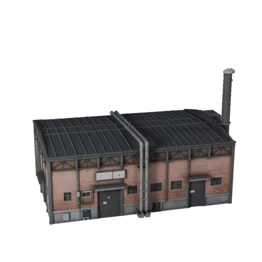 Blender-fertiges 3D-Modell einer Wasseraufbereitungsanlage, Blender Studio Render-Ansicht, die industrielle Gebäudematerialie