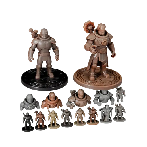 Sci-Fi Meeple Set STL printable 3D model preview showing scale, three-quarter display angle
