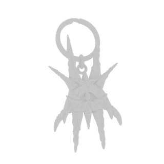 3D model render of a white, star-shaped ice shard with sharp, pointed edges, designed as a keychain with a loop at the top.