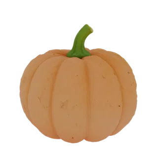 Modèle 3D de citrouille réaliste avec une petite tige verte sur le dessus, texture naturelle et légères imperfections