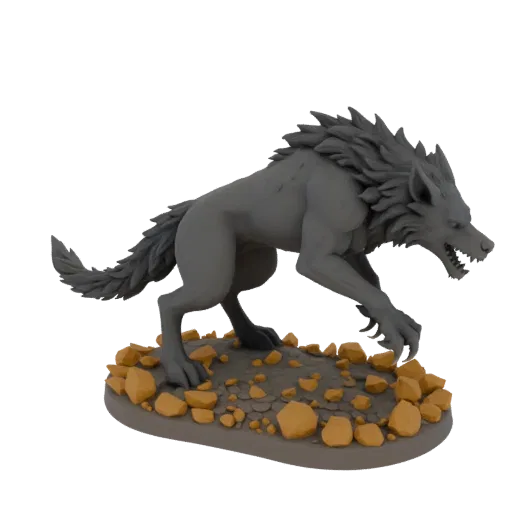 Dunkle Fantasy Abyssale Werwolf-Gegner Miniatur STL, Drei-Viertel-Tabletop-Rendering, Harz-druckbare Gegner-Miniatur mit Klau
