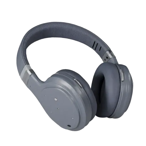Retro Earbuds Product Viz 3D model, three-quarter studio product render, showing soft ear pads, wearable scale.
