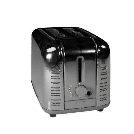 Smart Toaster Product Viz 3D model, dining room, three-quarter studio product render, plastic detail.