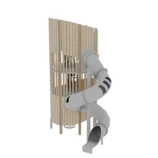 Modern Wooden Playground Tower with Spiral Slide