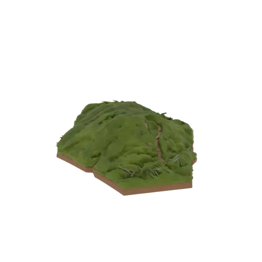Grassland Hill Tile Printable 3D model, isometric tabletop STL render, showing layered soil, terrain detail.