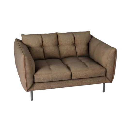 Tufted Modular Couch 3D model, living room, three-quarter front view, Unreal Engine viewport, woven fabric detail.