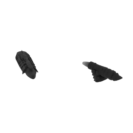 A 3D render showing two distinct sci-fi torpedo models against a black background.