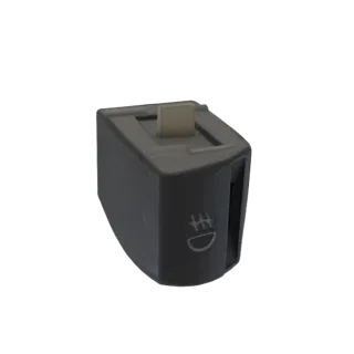 Modelo 3D de un botón de interruptor de luces antiniebla para automóvil gris oscuro con una palanca de color claro y un símbo