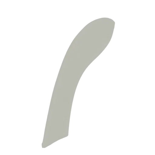 A 3D render of a smooth, light gray abstract sculpture with a prominent, flowing curve against a white background.