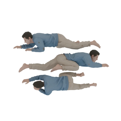 Man in Blue Sweater and Khaki Pants in Three Poses