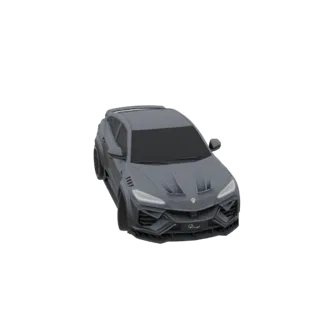 A 3D model of a grey, aggressive-looking SUV with a sporty design, presented against a white background.