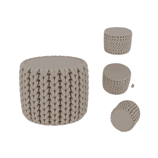 Knitted Pouf Ottoman 3D Model