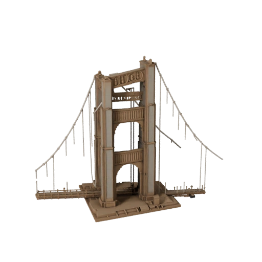 Modèle 3D Imprimable du Golden Gate Bridge en STL - Actif à l'Échelle