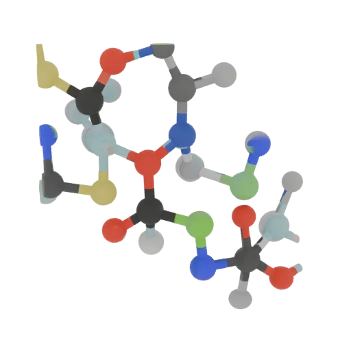 Crystal Molecule Set 3D model, three-quarter front view, AR viewer studio render, showing colored spheres, form detail.