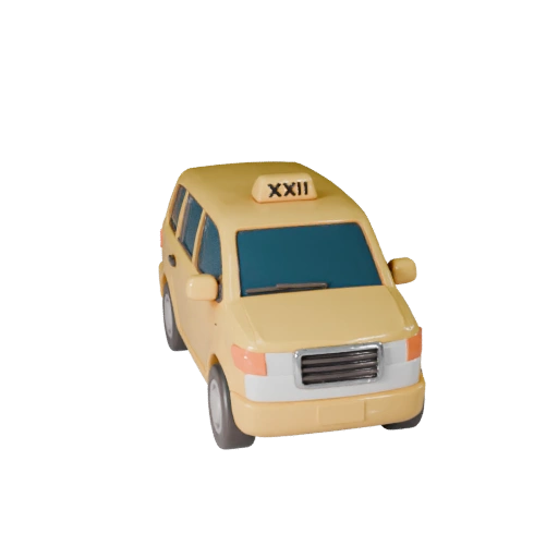 Modello 3D Taxi Cartone Animato per Giochi Stilizzati Asset PBR