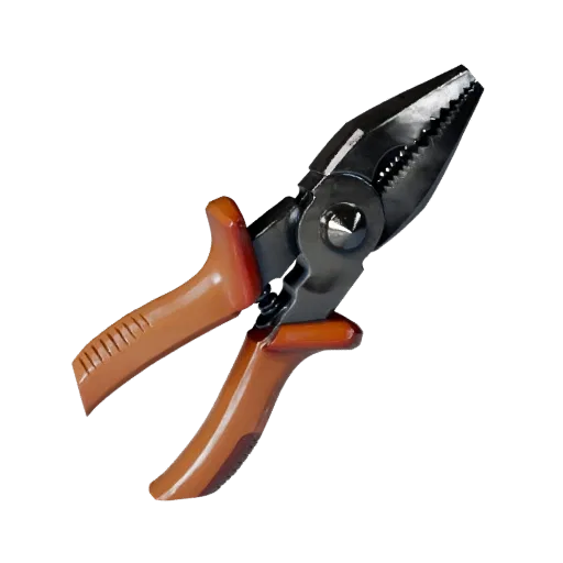 Vintage Pliers Stylized 3D model, stylized isometric render, showing painted metal, clear grip zones.