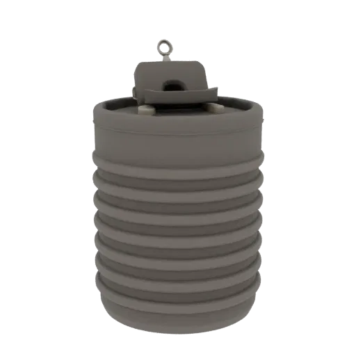 3D model of a grey figured jar with wide threads, phone holder, and cable hole on a white background