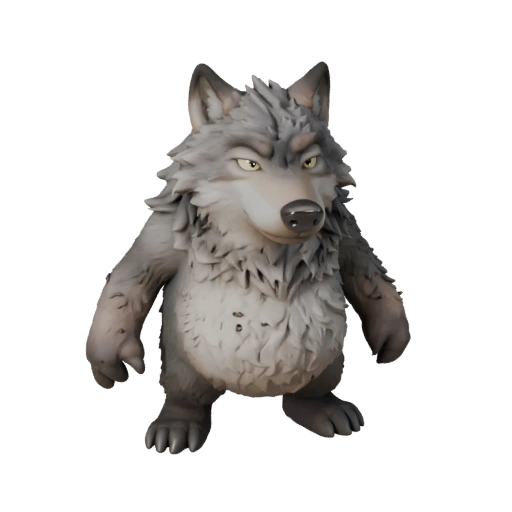Modello 3D Lupo Cartone Animato - Asset Stilizzato per Animazione | Royalty-Free
