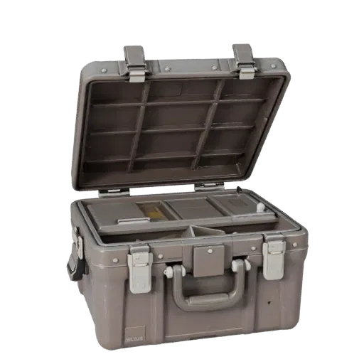 Sealed Toolbox High Poly 3D model, close-up studio render, showing plastic, usable openings.
