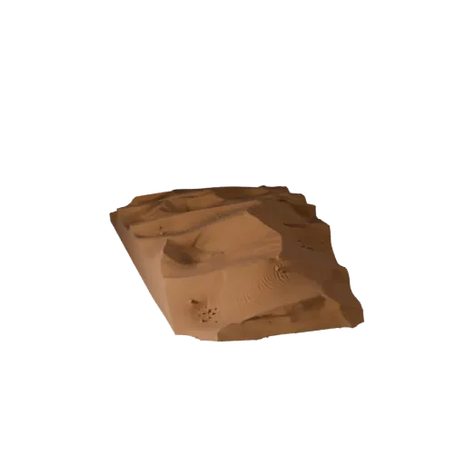 Desert Dune Terrain Tile Stylized 3D model, stylized isometric environment render, showing layered soil, dune ridges.