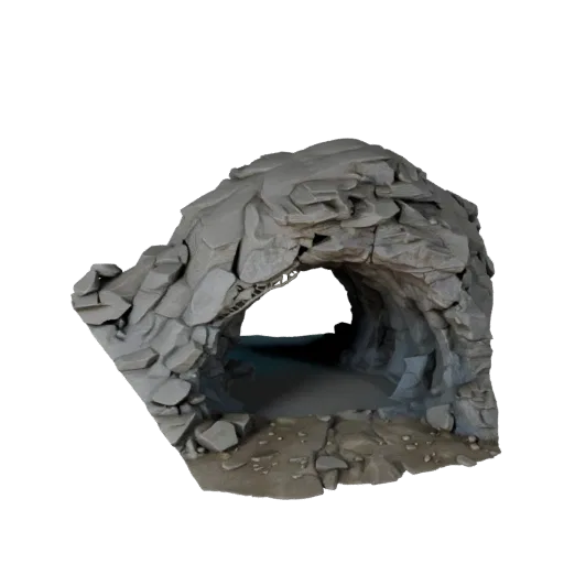 Underground Lake Cave Realistic 3D model, three-quarter environment render, showing aged stone, water edges.