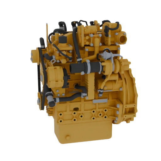 Yellow Diesel Engine 3D Model
