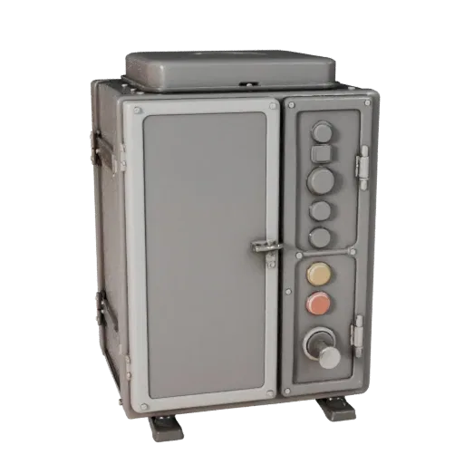 Modern Pressure Plate Realistic 3D model, three-quarter studio render, showing metal hinges, form detail.
