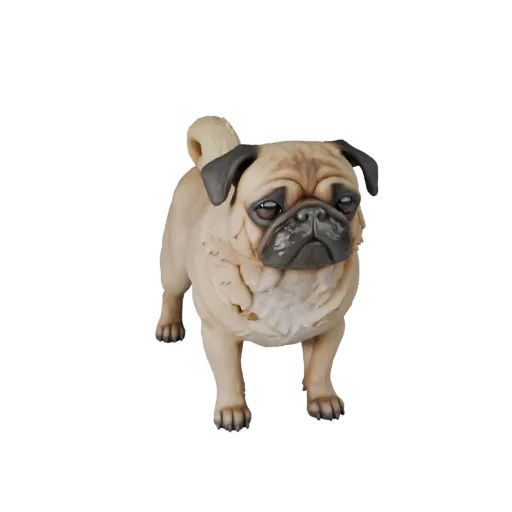 High Poly Pug Dog 3D Model - Detailed STL Asset for Printing