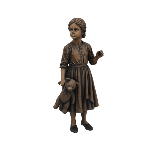 Bronze Girl with Teddy Bear Statue