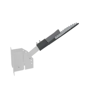 Modelo 3D de un armazón de farola con soporte de montaje y brazo angulado para una luminaria LED, mostrado sobre fondo blanco