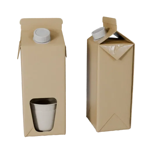 Boxed Milk Carton Realistic 3D model, three-quarter studio render, showing cardboard, package massing.