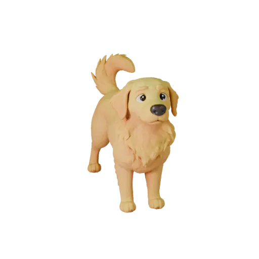 Modelo 3D de Cão Golden Retriever Cartoon, render de vida selvagem em vista lateral, asset de animal estilizado com ritmo de
