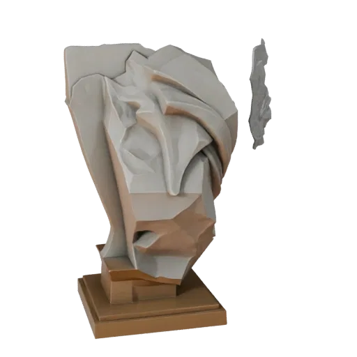 Marble Abstract Sculpture STL printable 3D model preview three-quarter display angle, pedestal and sculpt detail